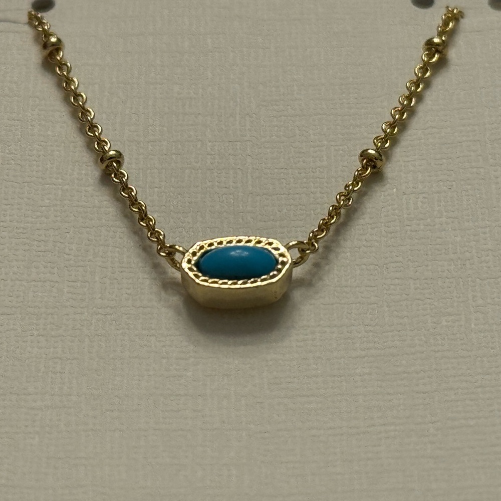 Kendra Scott Mini Elisa Gold Satellite Short Pendant Necklace in Turquoise - Picture 7 of 7